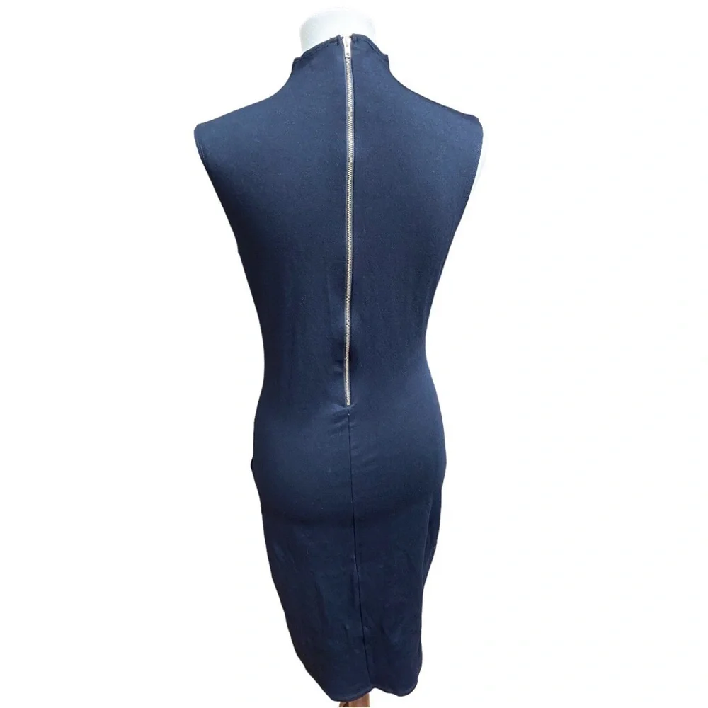 Rolla Coster Form Fitting Pin Up Inspired Black Midi Dress Sz L - Picture 3 of 10